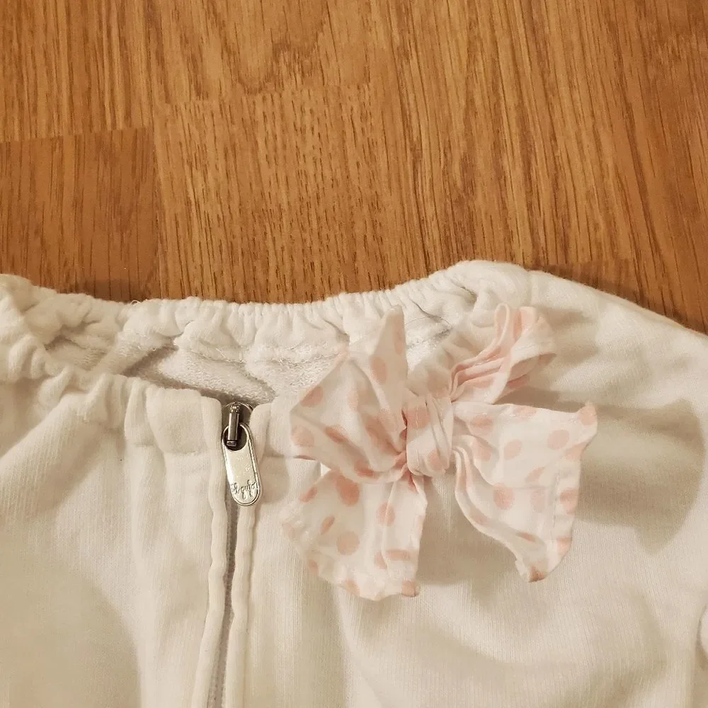 Il Gufo White Balloon Sleeve Front Zip Jacket size 9 months